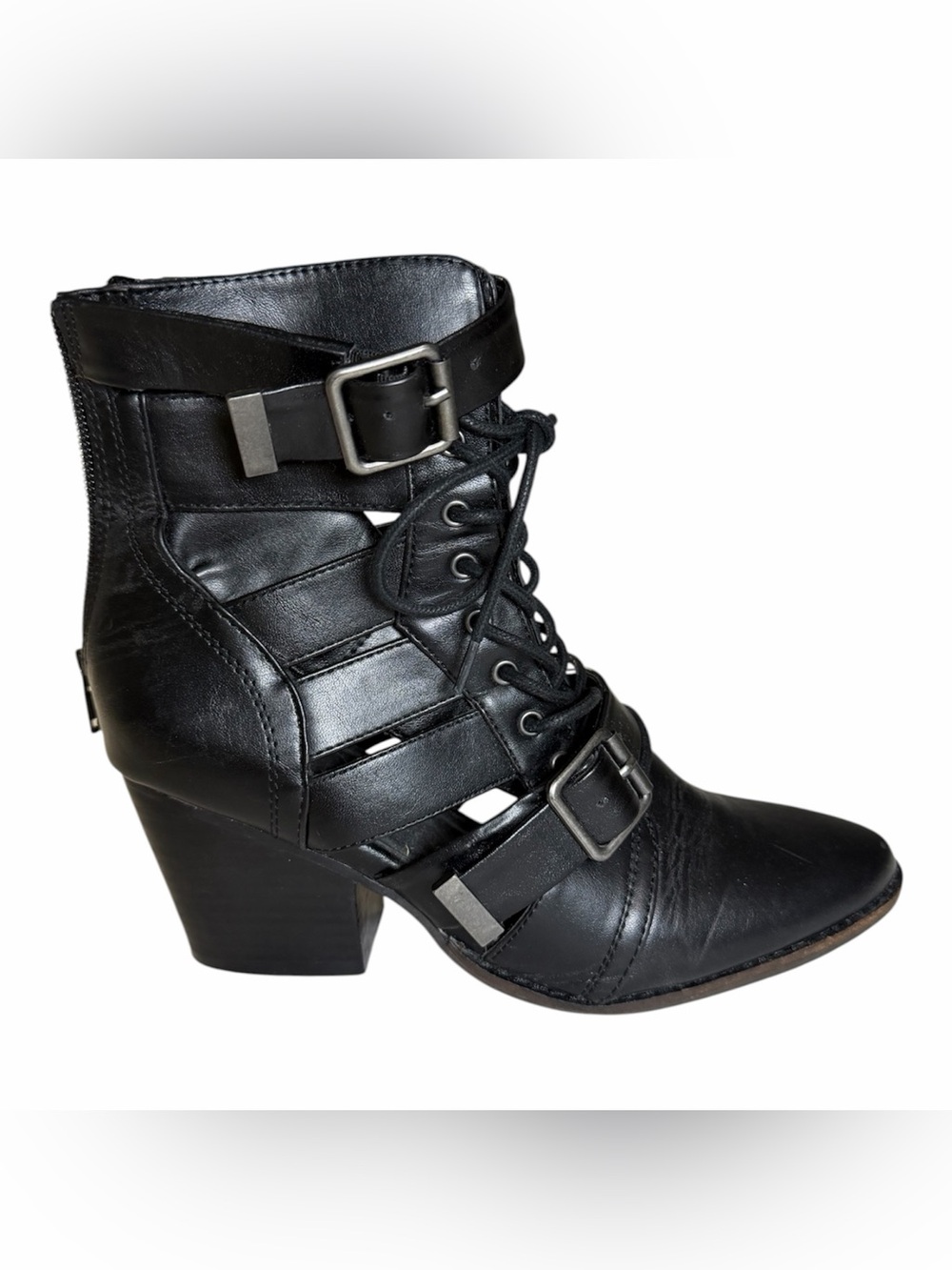 Coconuts by Matisse Getty Black Cutout Lace Up Buckle Ankle Booties 6.5